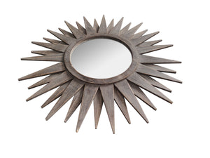 30" Brown Sunburst Wood Framed Accent Mirror - Montana Home & Kitchen Co.