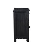 30" Distressed Black One Drawer Carved Floral Solid Wood Nightstand - Montana Home & Kitchen Co.