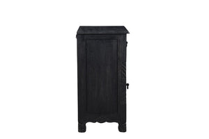 30" Distressed Black One Drawer Carved Floral Solid Wood Nightstand - Montana Home & Kitchen Co.