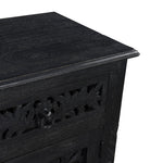 30" Distressed Black One Drawer Carved Floral Solid Wood Nightstand - Montana Home & Kitchen Co.