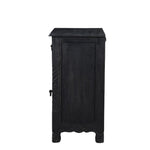 30" Distressed Black One Drawer Floral Carved Solid Wood Nightstand - Montana Home & Kitchen Co.