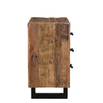 30" Distressed Dark Brown Three Drawer Wood and Metal Nightstand - Montana Home & Kitchen Co.