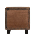 30" Distressed Dark Brown Three Drawer Wood and Metal Nightstand - Montana Home & Kitchen Co.