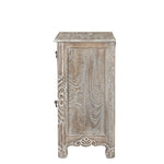 30" Distressed Gray One Drawer Carved Floral Solid Wood Nightstand - Montana Home & Kitchen Co.