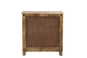 30" Distressed Gray Three Drawer Floral Carved Solid Wood Nightstand - Montana Home & Kitchen Co.