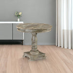 30" Gray Rounded Solid Wood Pedestal Base Dining Table - Montana Home & Kitchen Co.