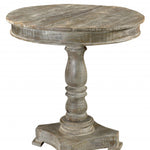 30" Gray Rounded Solid Wood Pedestal Base Dining Table - Montana Home & Kitchen Co.