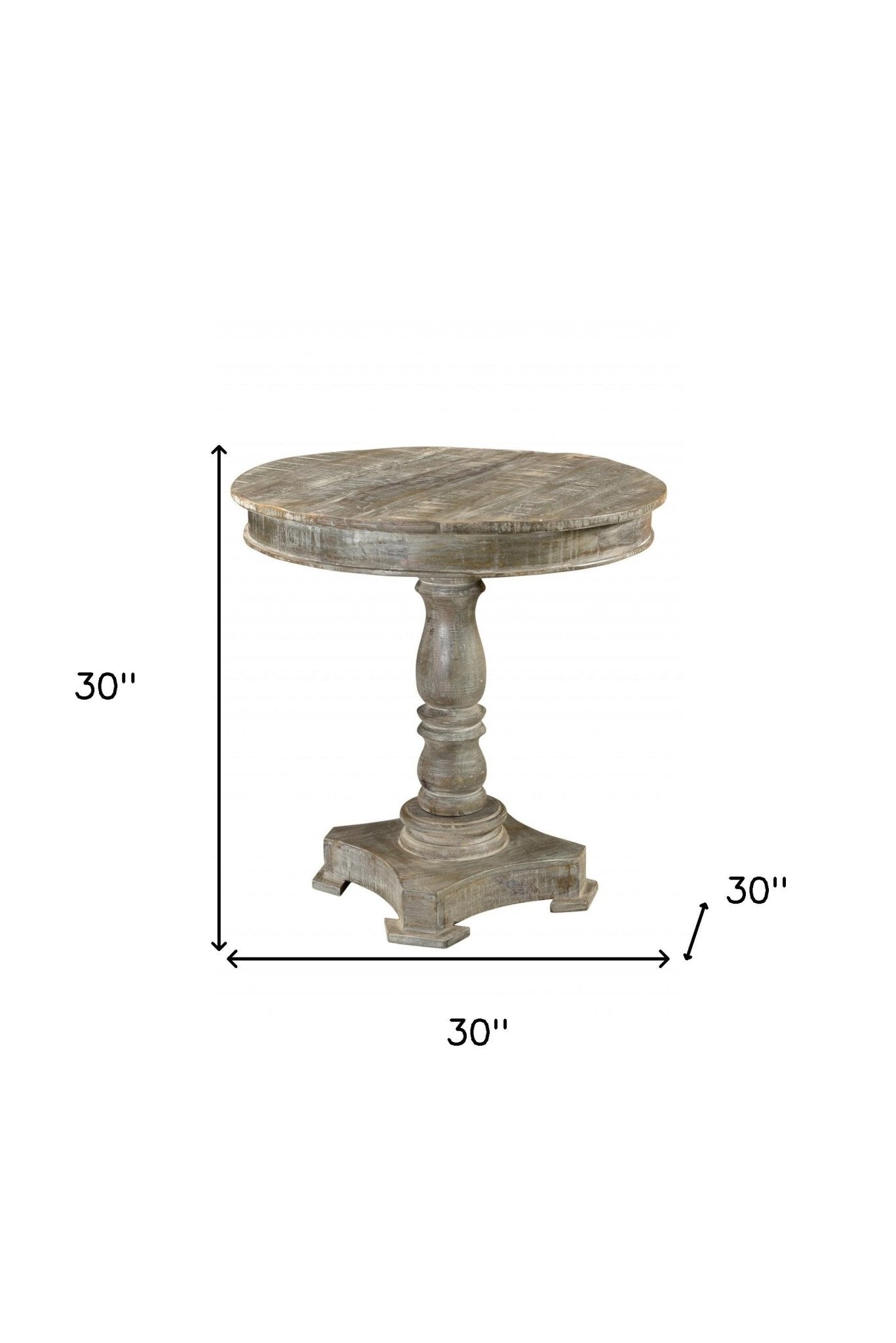 30" Gray Rounded Solid Wood Pedestal Base Dining Table - Montana Home & Kitchen Co.