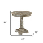 30" Gray Rounded Solid Wood Pedestal Base Dining Table - Montana Home & Kitchen Co.