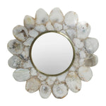 30" White and Gold Scalloped Stone Framed Accent Mirror - Montana Home & Kitchen Co.