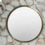 30" White and Gold Scalloped Stone Framed Accent Mirror - Montana Home & Kitchen Co.