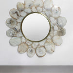 30" White and Gold Scalloped Stone Framed Accent Mirror - Montana Home & Kitchen Co.