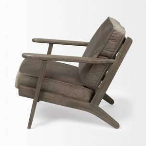 31" Olive Green And Brown Velvet Lounge Chair - Montana Home & Kitchen Co.