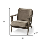 31" Olive Green And Brown Velvet Lounge Chair - Montana Home & Kitchen Co.