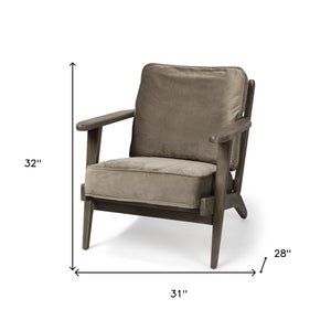 31" Olive Green And Brown Velvet Lounge Chair - Montana Home & Kitchen Co.