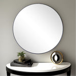 32" Black Round Metal Framed Accent Mirror - Montana Home & Kitchen Co.