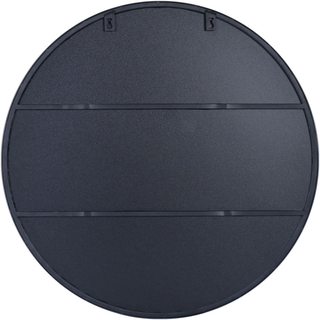 32" Black Round Metal Framed Accent Mirror - Montana Home & Kitchen Co.