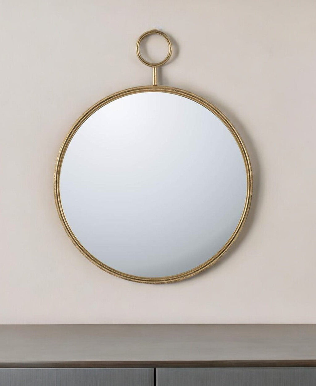 32" Gold Round Iron Framed Accent Mirror - Montana Home & Kitchen Co.