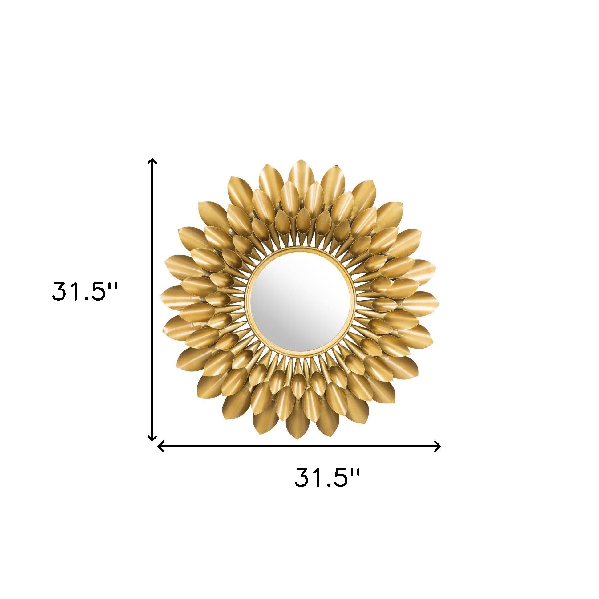 32" Gold Sunflower Sunburst Metal Accent Mirror - Montana Home & Kitchen Co.