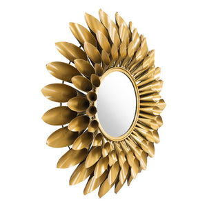 32" Gold Sunflower Sunburst Metal Accent Mirror - Montana Home & Kitchen Co.