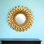 32" Gold Sunflower Sunburst Metal Accent Mirror - Montana Home & Kitchen Co.