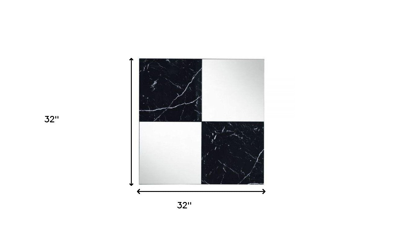 32" Mirrored & Faux Marble Top Accent Mirror - Montana Home & Kitchen Co.