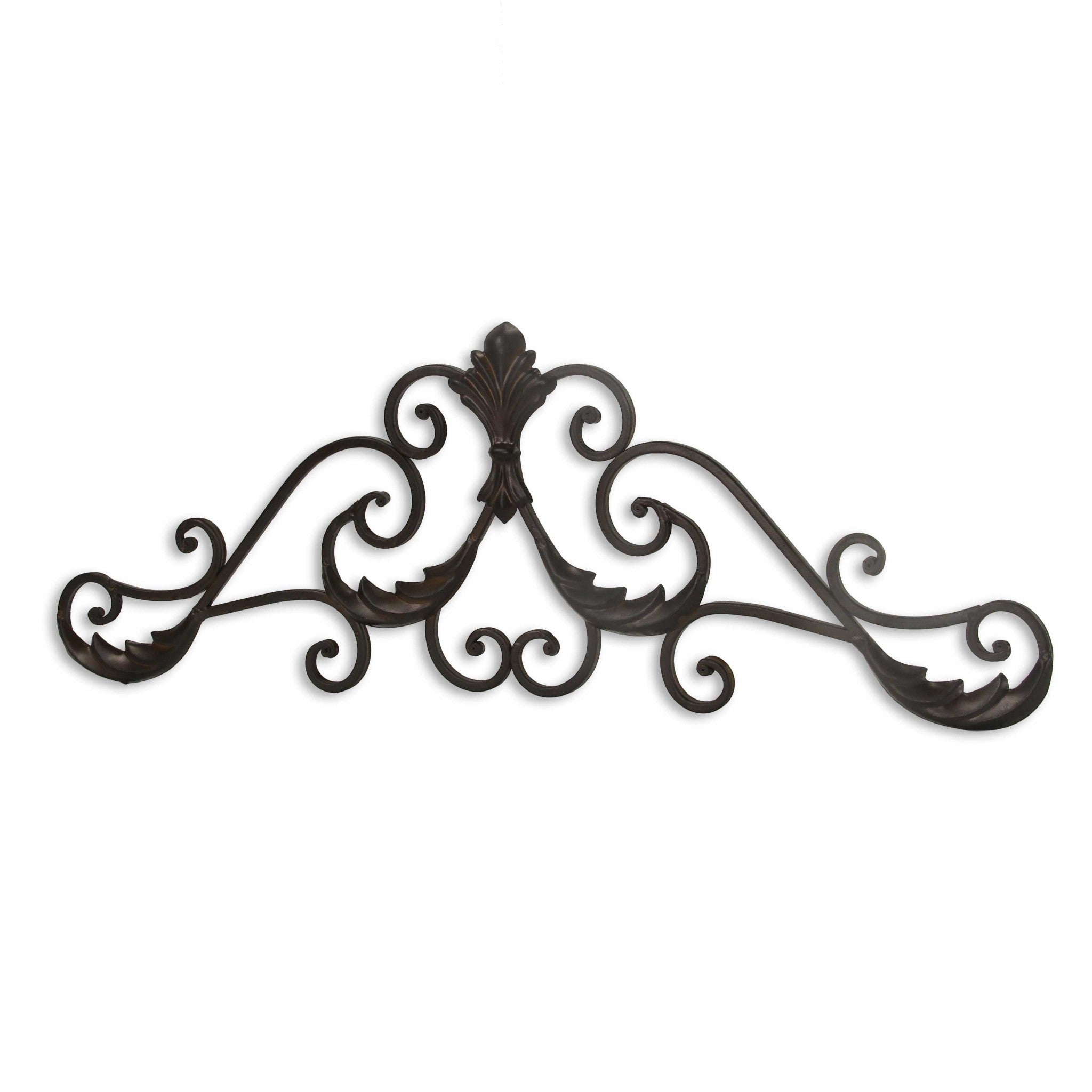 32" Rustic Brown Metal Scroll Wall Decor - Montana Home & Kitchen Co.