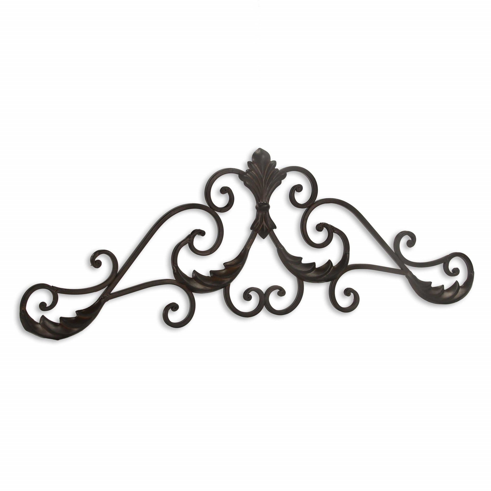 32" Rustic Brown Metal Scroll Wall Decor - Montana Home & Kitchen Co.