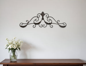 32" Rustic Brown Metal Scroll Wall Decor - Montana Home & Kitchen Co.