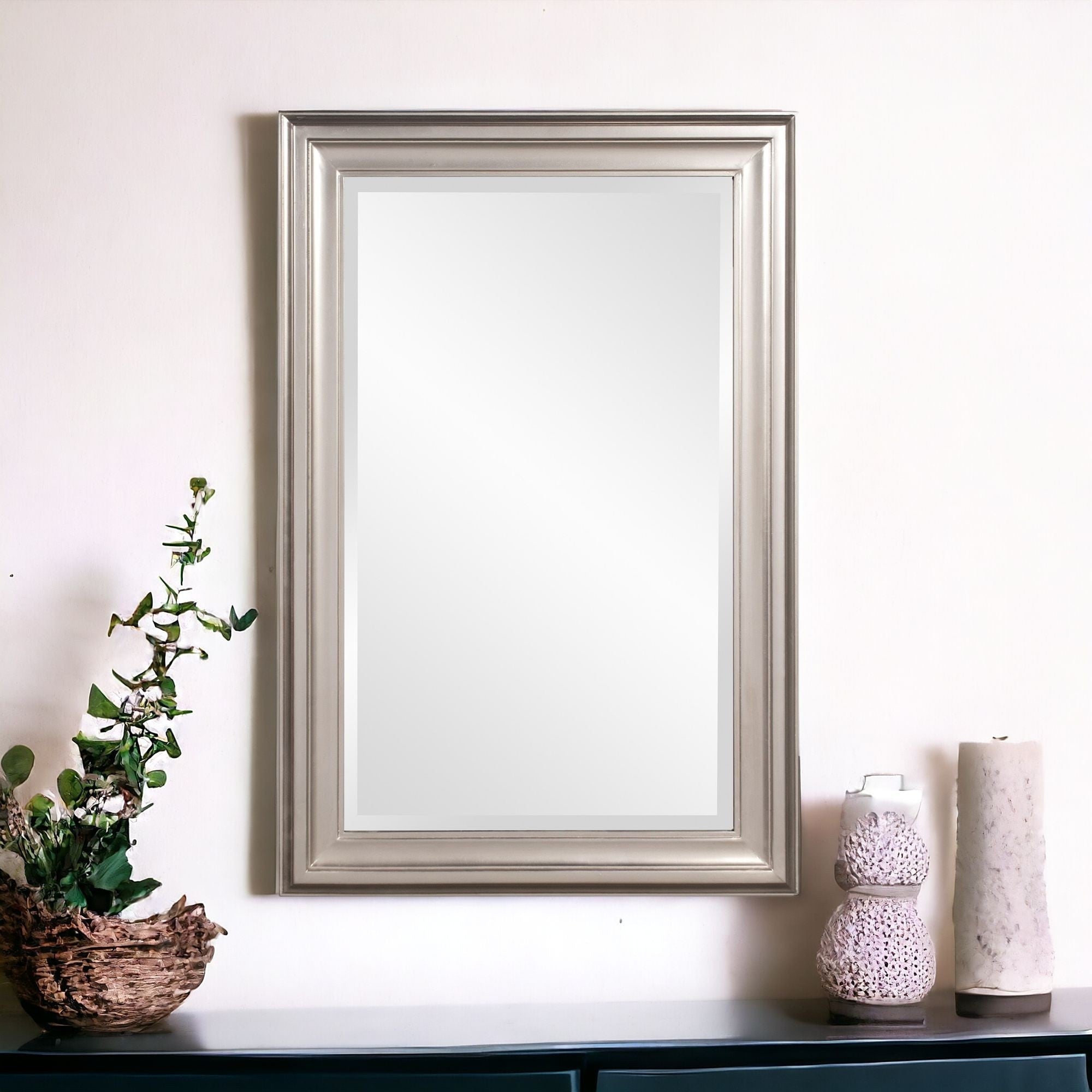 33" Silver Framed Accent Mirror - Montana Home & Kitchen Co.