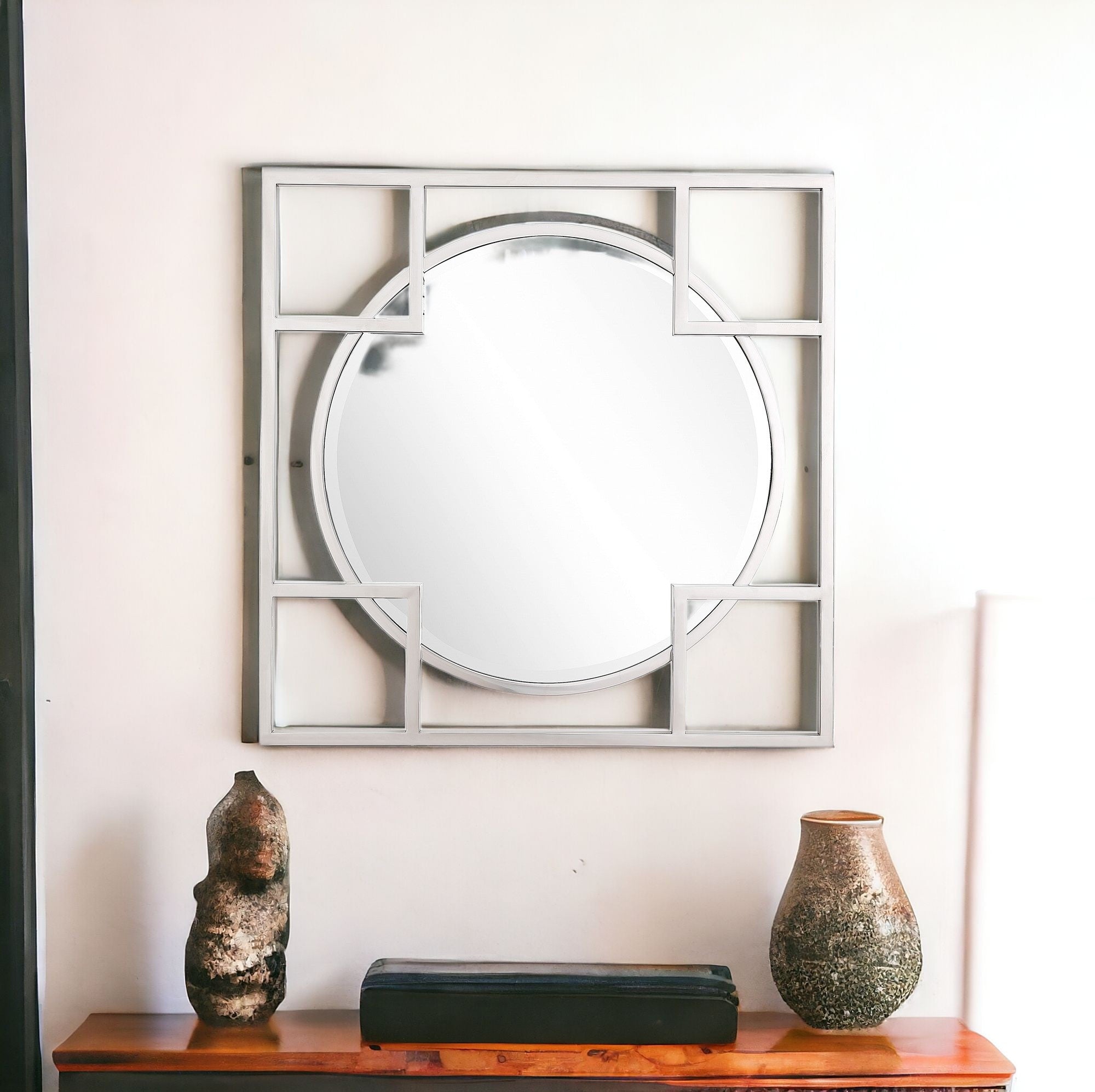 33" Silver Square Metal Framed Accent Mirror - Montana Home & Kitchen Co.