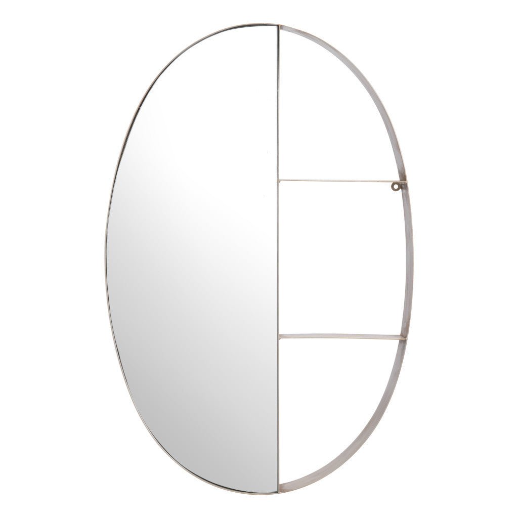 34" Bronze Oval Steel Framed Accent Mirror - Montana Home & Kitchen Co.