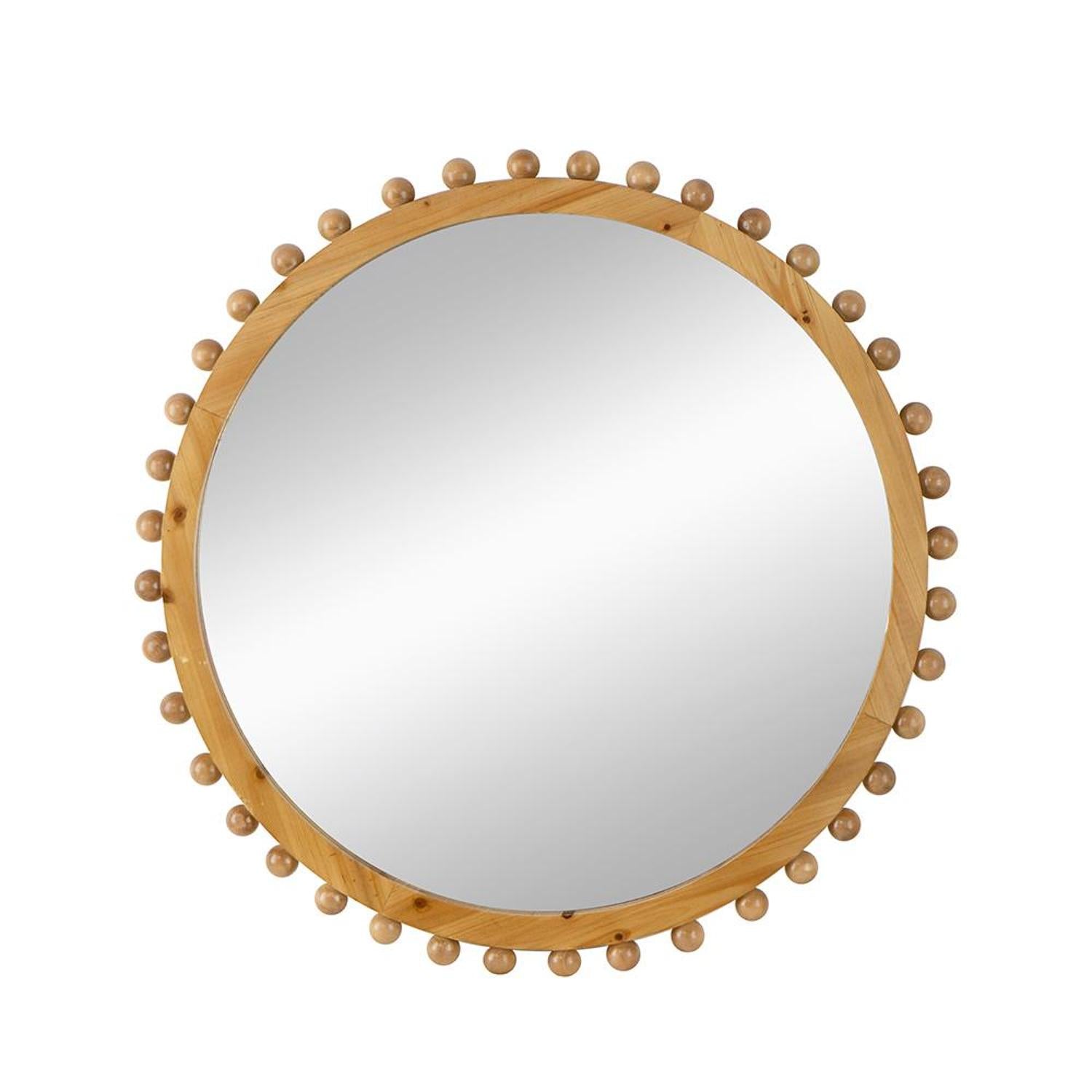 34" Brown Round Accent Mirror - Montana Home & Kitchen Co.