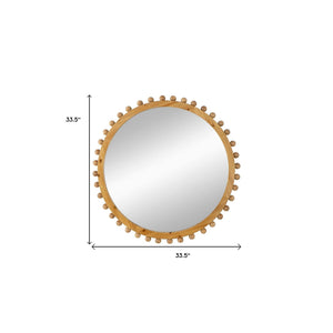 34" Brown Round Accent Mirror - Montana Home & Kitchen Co.