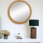 34" Brown Round Accent Mirror - Montana Home & Kitchen Co.