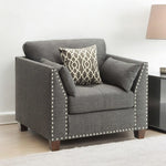 34" Charcoal And Brown Linen Arm Chair - Montana Home & Kitchen Co.