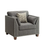 34" Charcoal And Brown Linen Arm Chair - Montana Home & Kitchen Co.