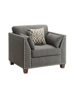 34" Charcoal And Brown Linen Arm Chair - Montana Home & Kitchen Co.