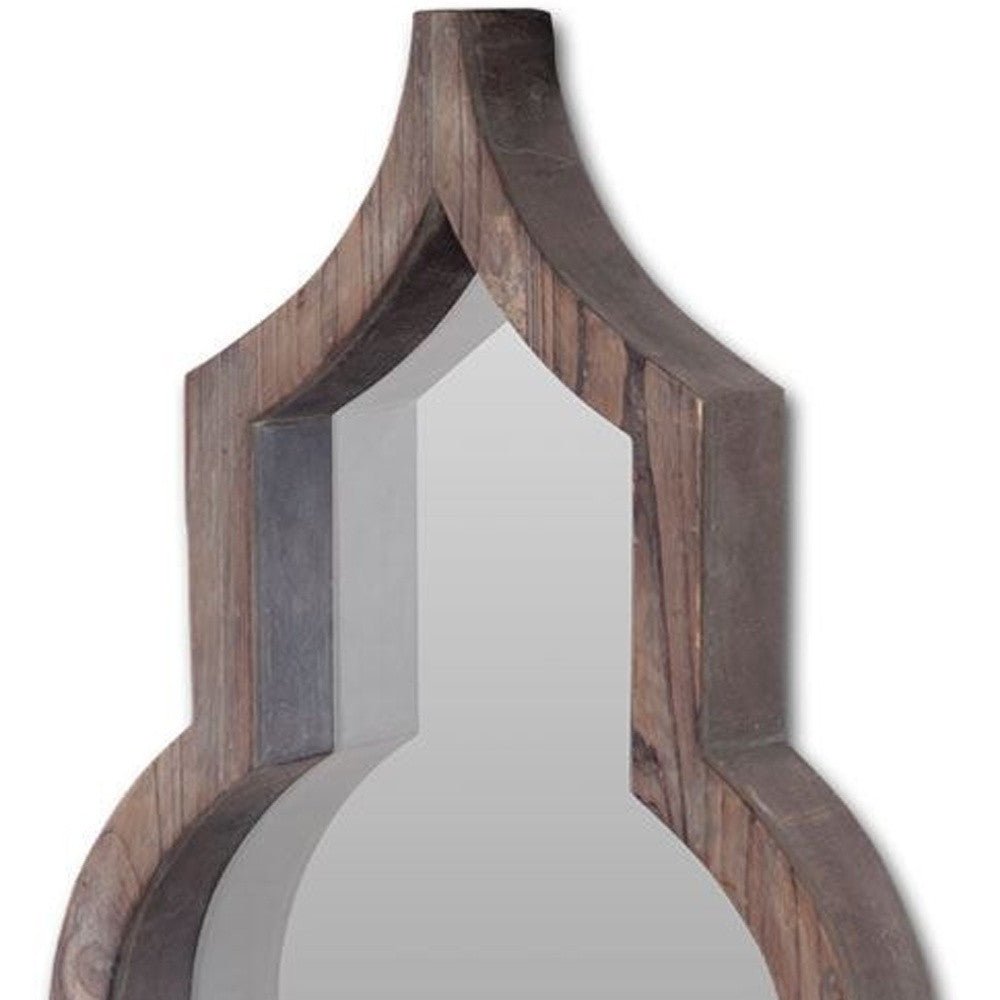 34" Dark Brown Novelty Framed Accent Mirror - Montana Home & Kitchen Co.