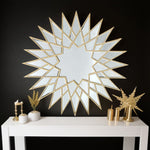 34" Gold Sunburst Metal Framed Accent Mirror - Montana Home & Kitchen Co.