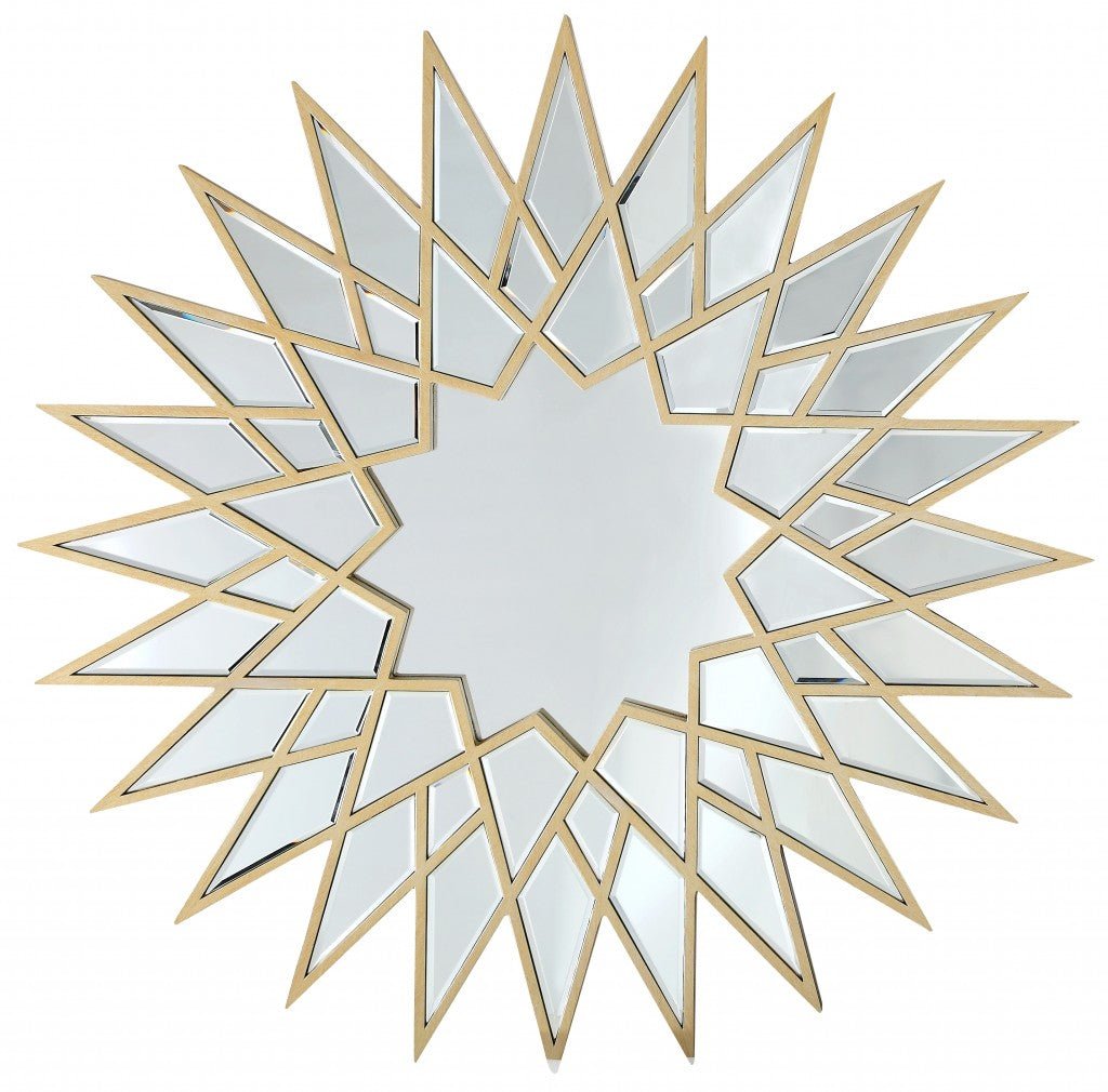 34" Gold Sunburst Metal Framed Accent Mirror - Montana Home & Kitchen Co.