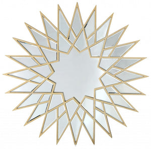 34" Gold Sunburst Metal Framed Accent Mirror - Montana Home & Kitchen Co.