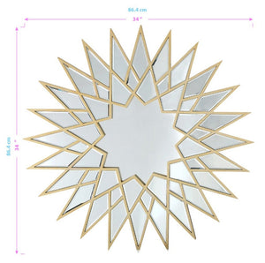 34" Gold Sunburst Metal Framed Accent Mirror - Montana Home & Kitchen Co.