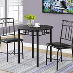 35" Black Leather Look Foam And Metal Three Pieces Dining Set - Montana Home & Kitchen Co.