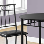 35" Black Leather Look Foam And Metal Three Pieces Dining Set - Montana Home & Kitchen Co.