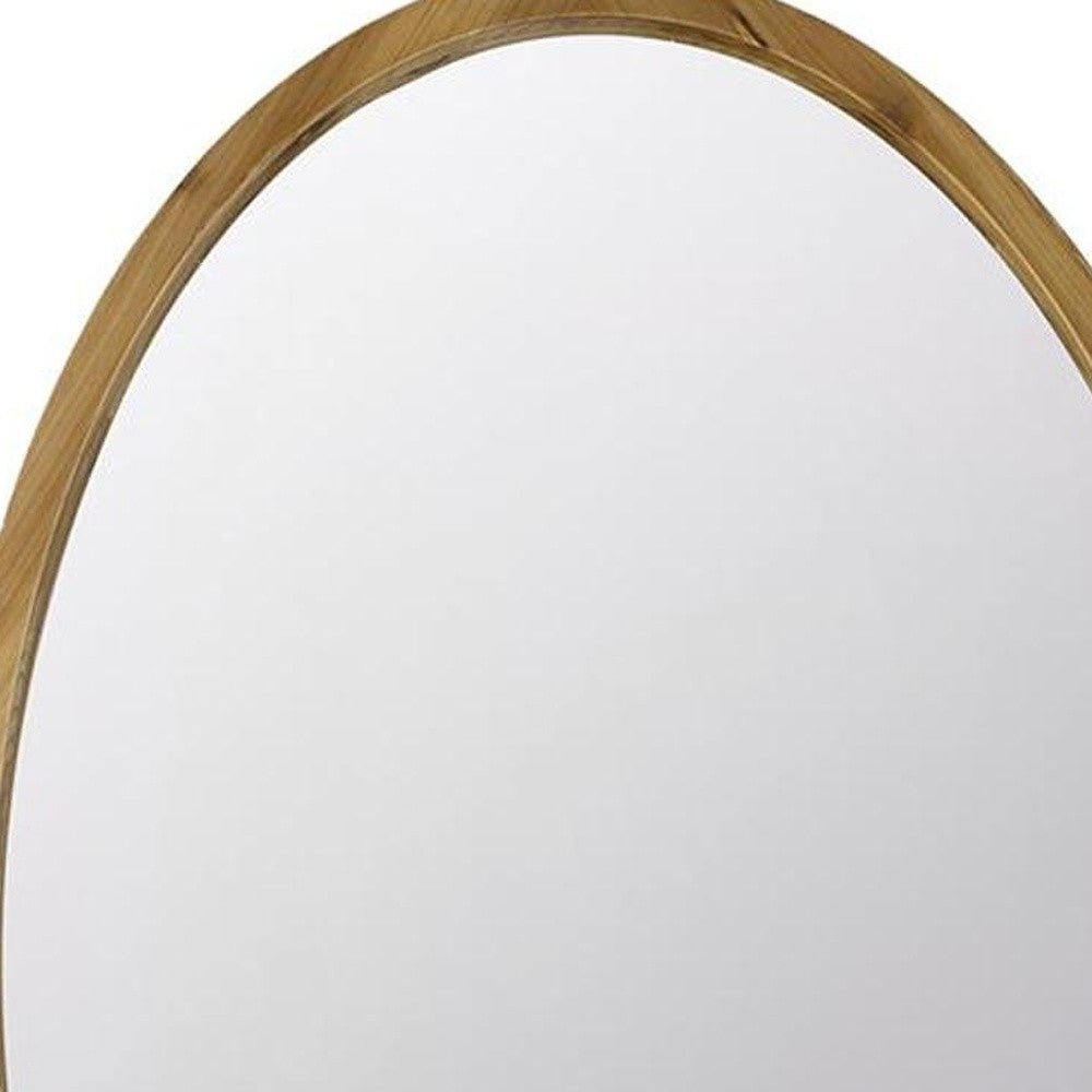 35" Brown Oval Solid Wood Framed Accent Mirror - Montana Home & Kitchen Co.