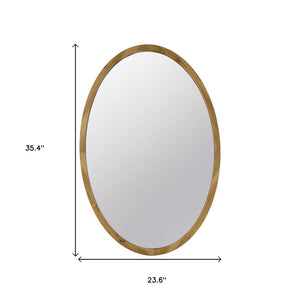 35" Brown Oval Solid Wood Framed Accent Mirror - Montana Home & Kitchen Co.