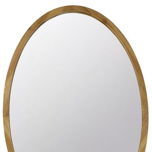 35" Brown Oval Solid Wood Framed Accent Mirror - Montana Home & Kitchen Co.