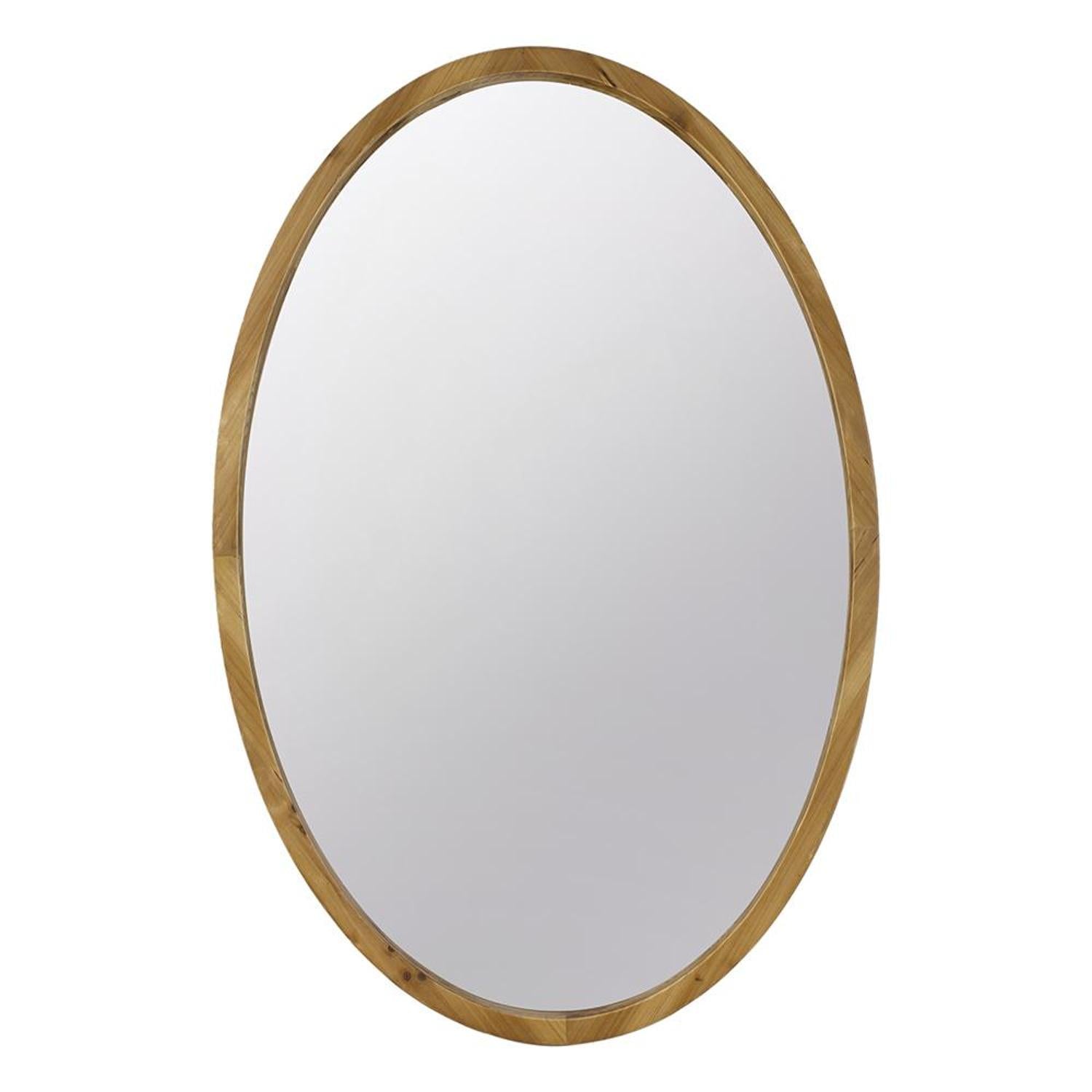 35" Brown Oval Solid Wood Framed Accent Mirror - Montana Home & Kitchen Co.