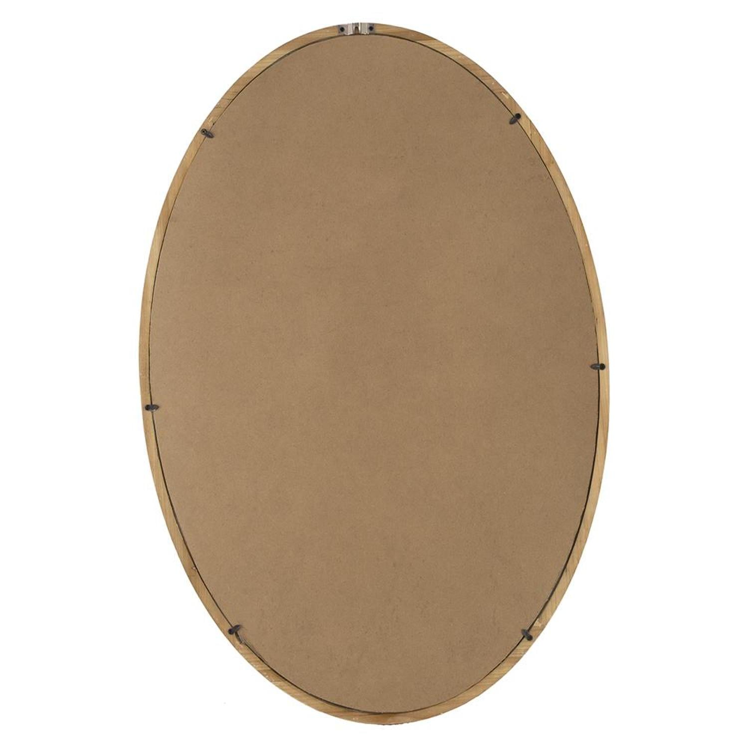 35" Brown Oval Solid Wood Framed Accent Mirror - Montana Home & Kitchen Co.